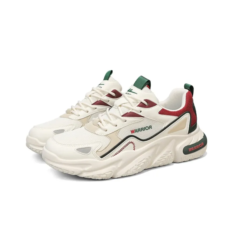 WARRIOR Chunky Sneakers Men Low Top White Gray/Beige Dark Red/Beige Sky Blue-10