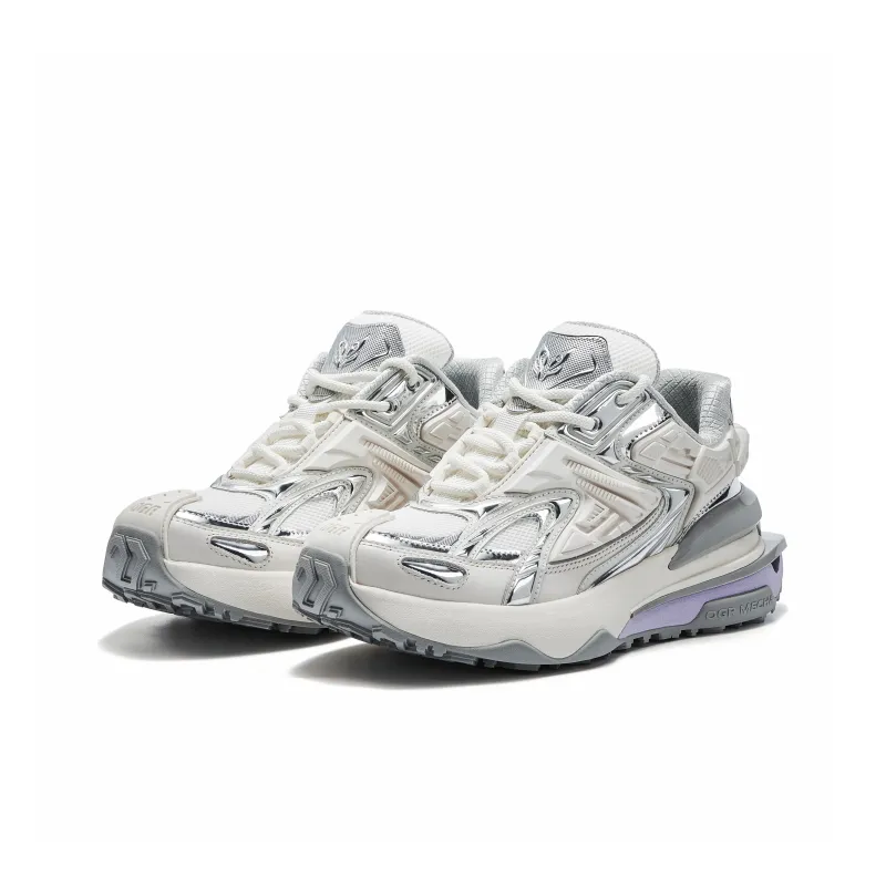 OGR Abrasion Resistant Height Increasing Low Top Running Shoes Unisex Liquid Metallic Silver-1