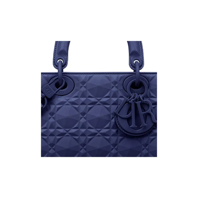 DIOR Lady D-JOY Cow Leather Daisie Bag Shoulder Bag Crossbody Bag Handbag Medium Size Women's Royal Blue-5