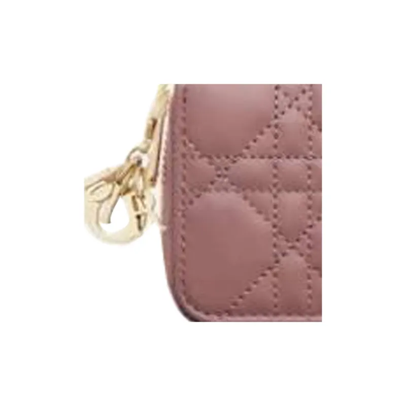 DIOR Lady Dior Sheepskin Wallet Small Size Women's Pink-4
