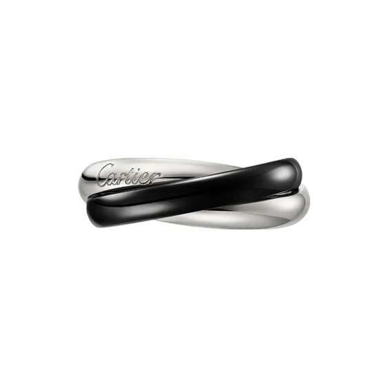 CARTIER 18K White Gold Ceramic Rings Unisex Black Gray Color-2