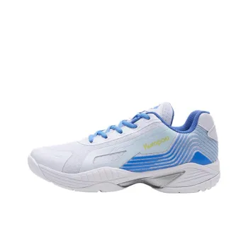 KUMPOO Durable Breathable Low Top Badminton Shoes Unisex White Blue