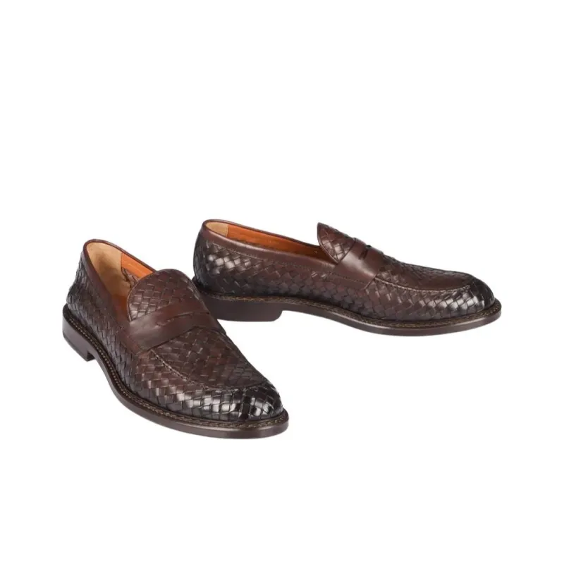 DOUCAL'S Interwoven Leather Loafers-2