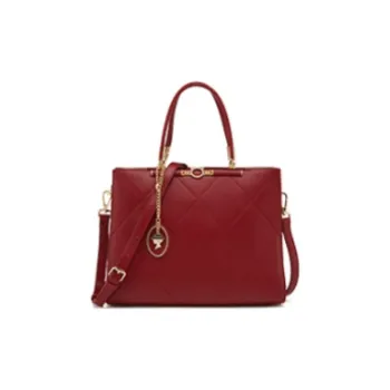 YEARCON Synthetic Leather Tote Bag, Shopping Bag, Crossbody Bag, One Shoulder Handbag Large Size Women's Burgundy
