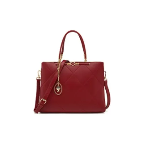 YEARCON Synthetic Leather Tote Bag, Shopping Bag, Crossbody Bag, One Shoulder Handbag Large Size Women's Burgundy