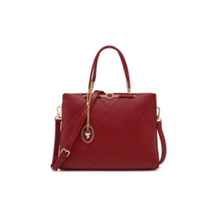 YEARCON Synthetic Leather Tote Bag, Shopping Bag, Crossbody Bag, One Shoulder Handbag Large Size Women's Burgundy-0