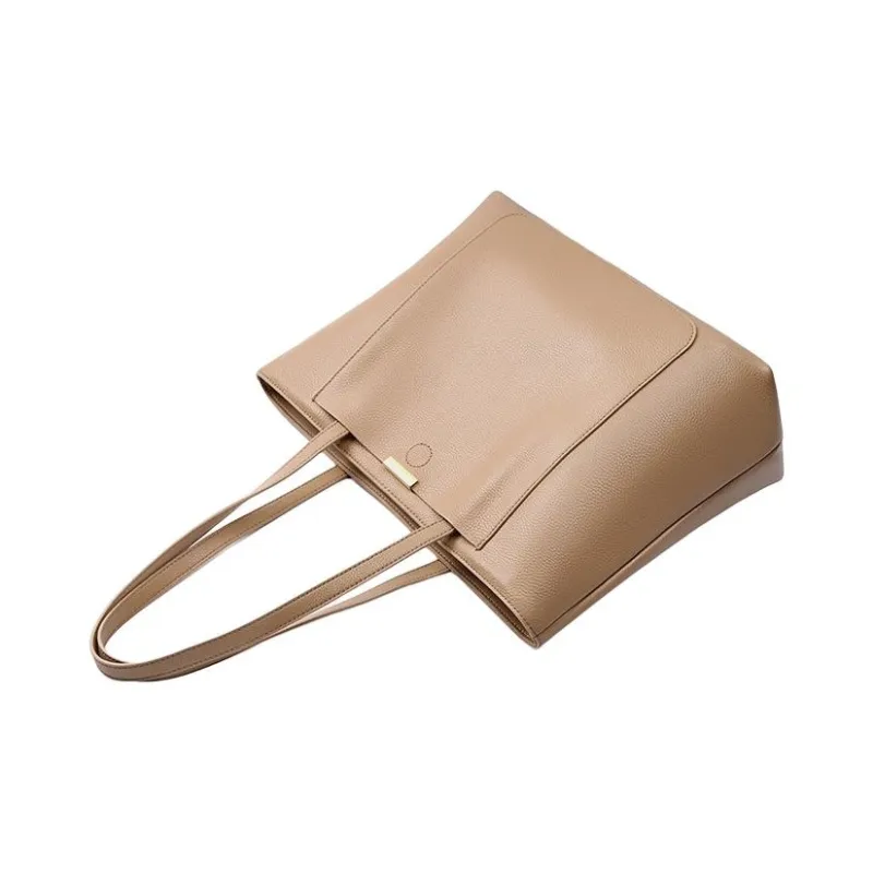 Carnival Keep Cow Leather Tote Bag Shoulder Bag Regular Women's Apricot/Dark Gray-1