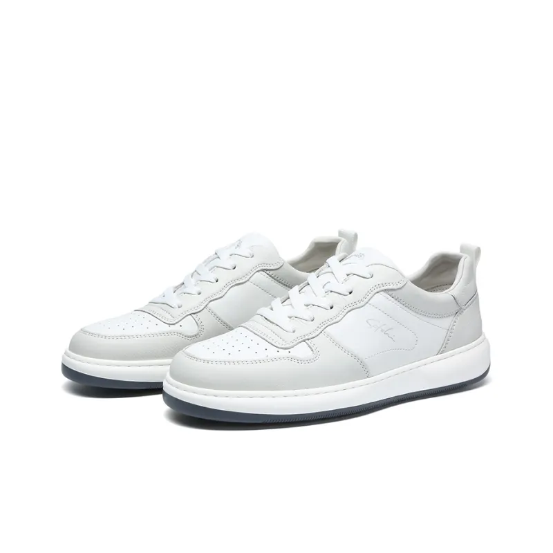 Satchi Lightweight Wear Resistant And Slip Resistant Low Top Skateboard Shoes Men's Gray White 3CM-2