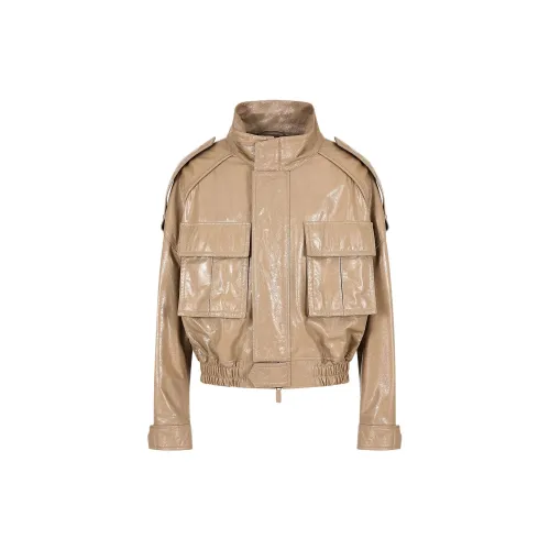 EMPORIO ARMANI Leather Jackets Men Apricot Cream