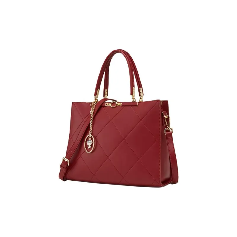 YEARCON Synthetic Leather Tote Bag, Shopping Bag, Crossbody Bag, One Shoulder Handbag Large Size Women's Burgundy-2