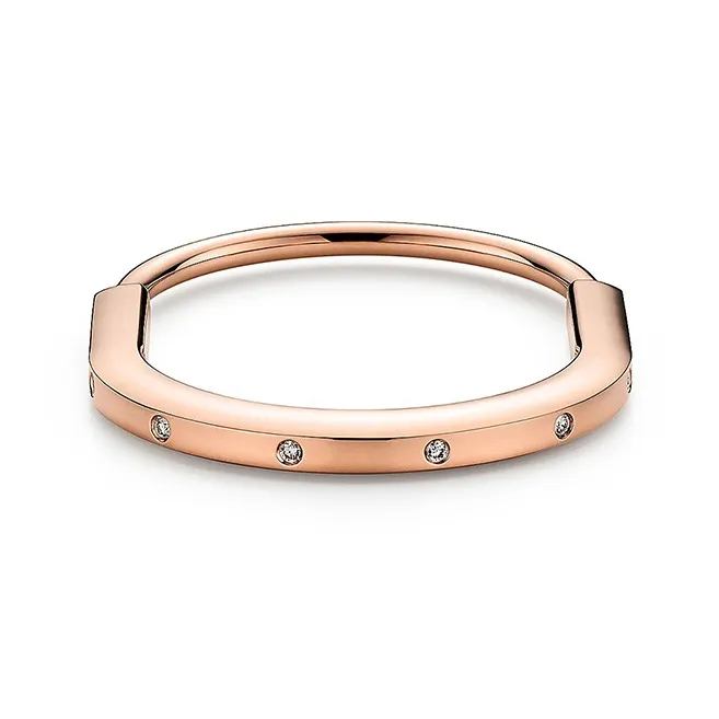 TIFFANY & CO. Lock Bangles Unisex Rose Gold-4