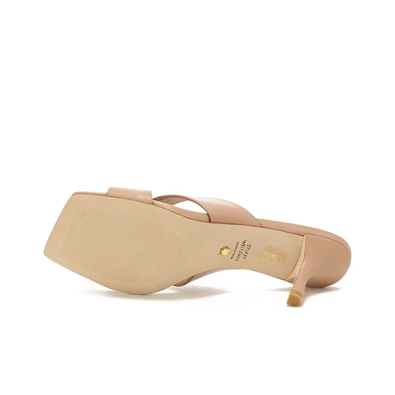 stuart weitzman 75mm Square-toe Leather Mules-4