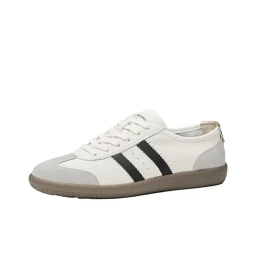 BOSSSUNWEN Skateboard Shoes Men Low-Top White Gray