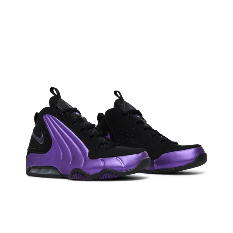 Nike AIR MAX WAVY Anti-Slip Wear-Resistant Mid-Top Basketball Shoes GS Black Purple-2