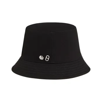 HERMES Cotton Silk Metal Bucket Hats Women's Black