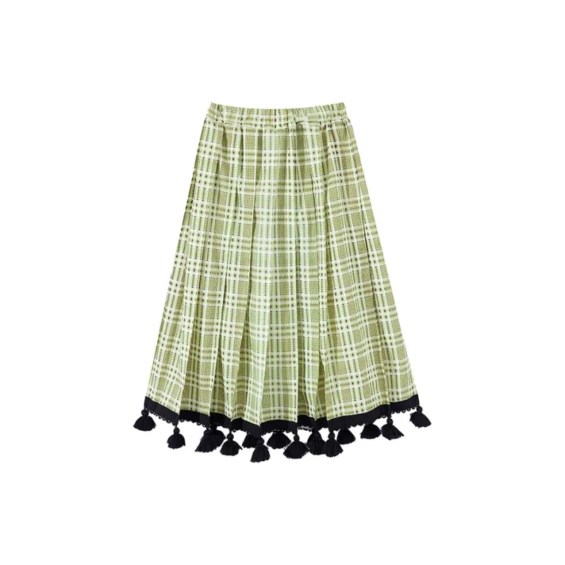 Ouyang Casual Long Skirts Women's Green-1