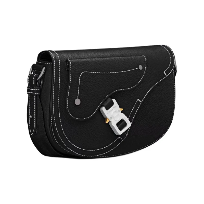 DIOR Grained Calfskin Saddle Bag, Messenger Bag, Shoulder Bag, Crossbody Bag Men's Black-1