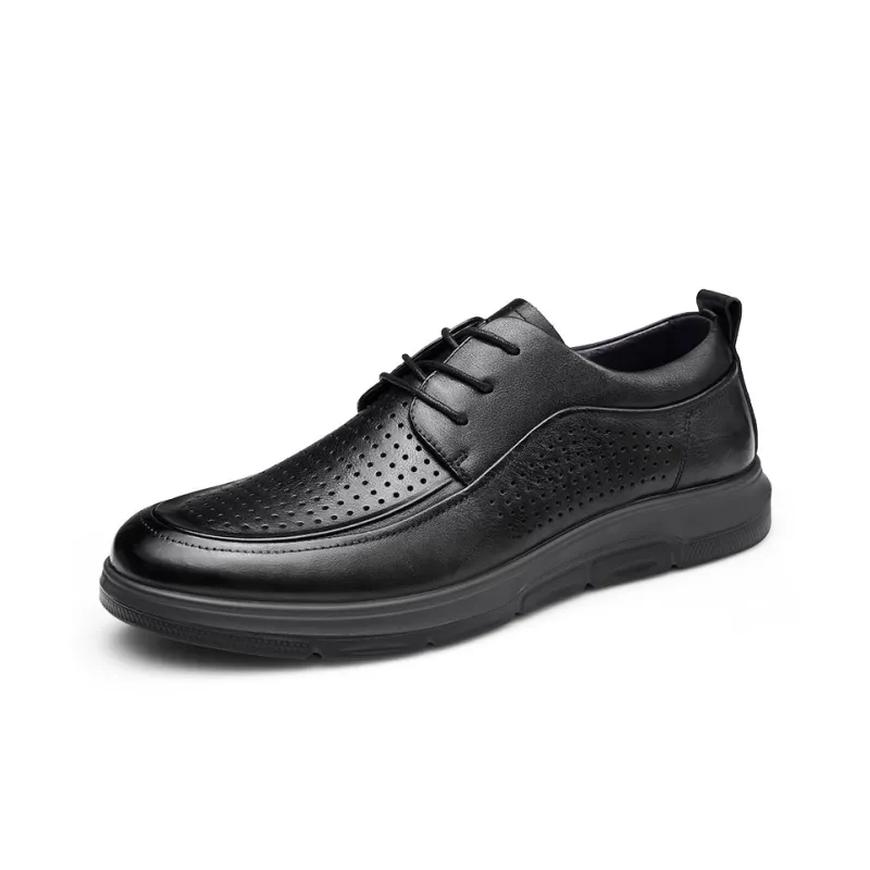 Strongman 3515 Men's Summer Breathable Lace-Up Casual Men's Leather Shoes Soft-1