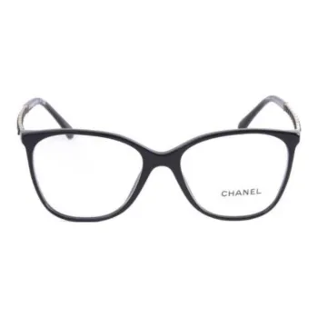 CHANEL Acetate Oval Eyeglass Frames Women's Black
