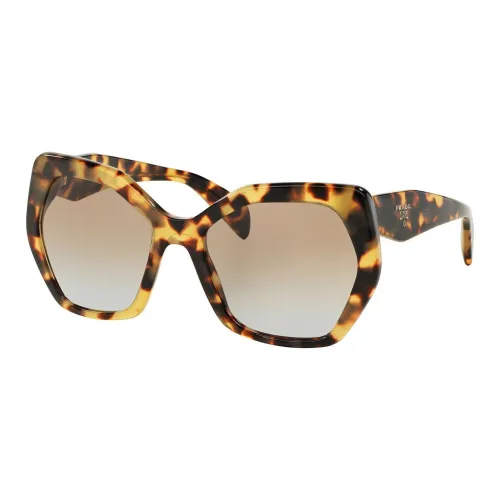 PRADA Plastic Irregular Shape Sunglasses Women's Tortoiseshell