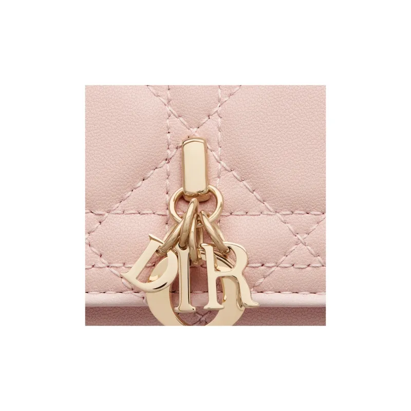 DIOR Lady Dior Lambskin Key Pouch Women's Pink-4
