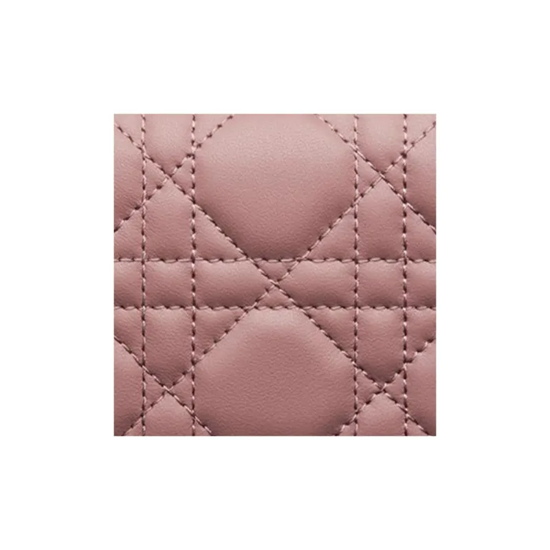 DIOR Lady Dior Lambskin Wallets Card Holders Women's Pink-5