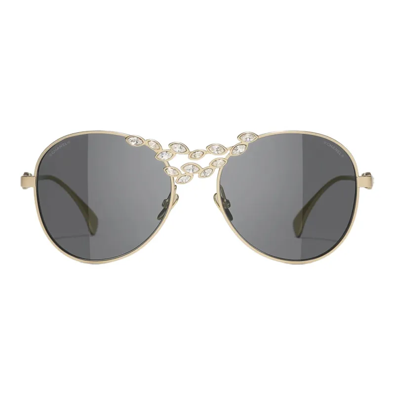CHANEL Aviator Sunglasses Unisex Gold-1