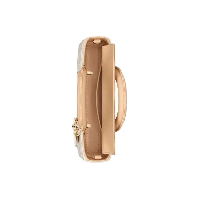 DIOR Lady D-JOY Embroidered Canvas Shoulder Bag Crossbody Bag Handbag Small Size Women's Light Brown-5