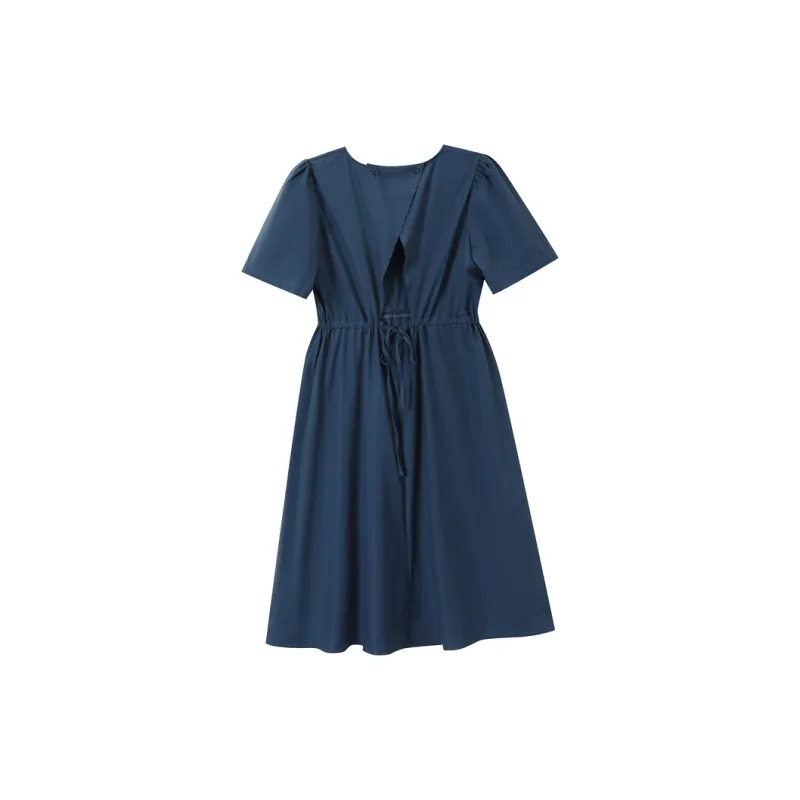MKBY Short Sleeved Dress Women's Navy Blue-1