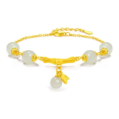 Far Mountain Joe S925 Hetian Jade Bracelets Women's Pale Greenish White Jade