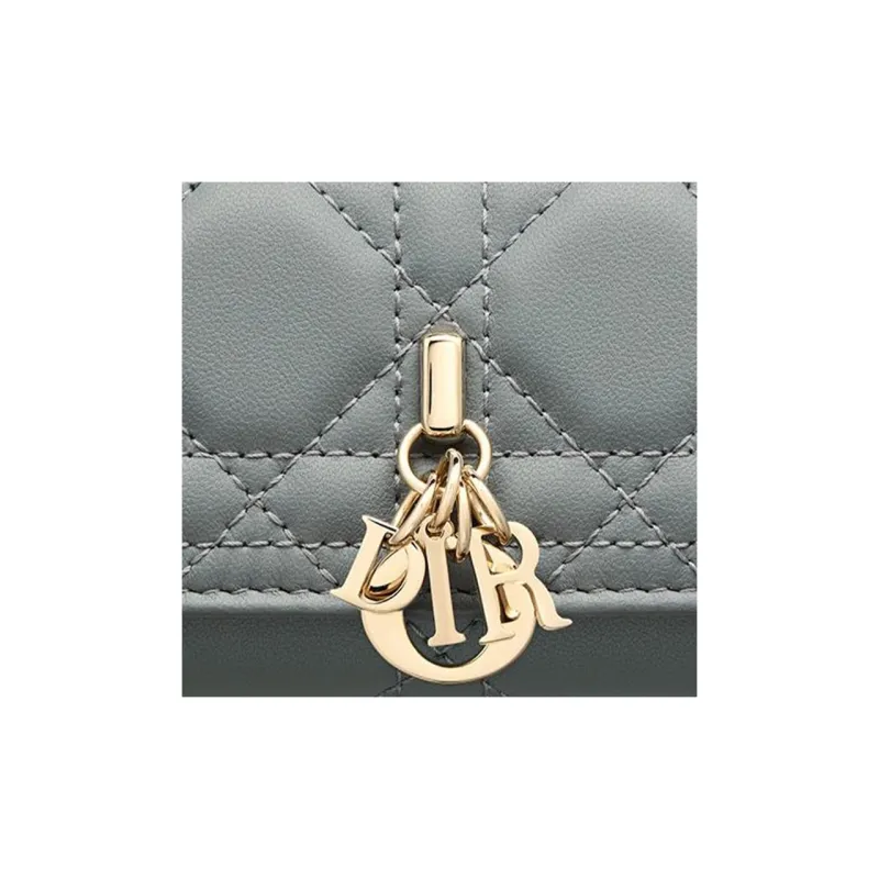DIOR Lady Dior Lambskin Key Pouch Women's Cloud Blue-4