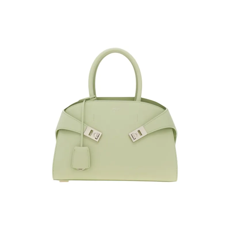 FERRAGAMO Cow Leather Shoulder Bag, Crossbody Bag, Handbag Trumpets Women's Light Green-0