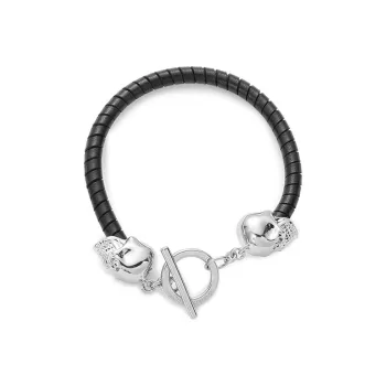 Alexander McQueen Skull Leather T Bar Bracelet