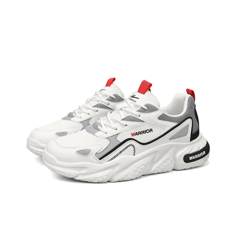 WARRIOR Chunky Sneakers Men Low Top White Gray/Beige Dark Red/Beige Sky Blue-2