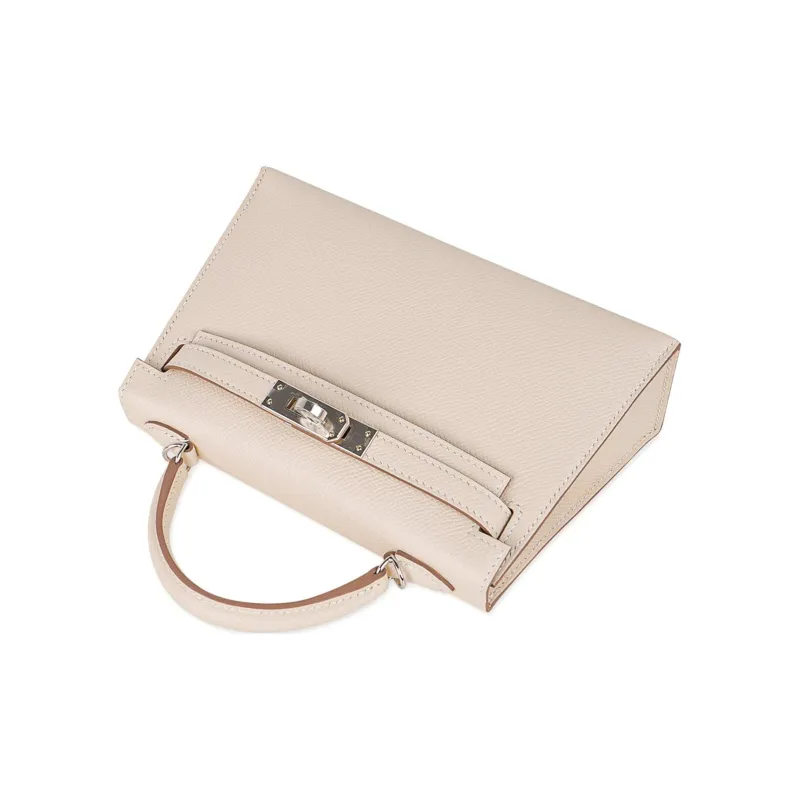 HERMES Mini Kelly Epsom Leather Kelly Bag Shoulder Bag Crossbody Bag Handbag Women's 10 Craie Milkshake White-5