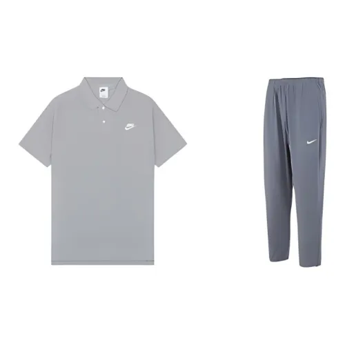 Nike Casual Sportswear Men Gray Tops+Gray Pants