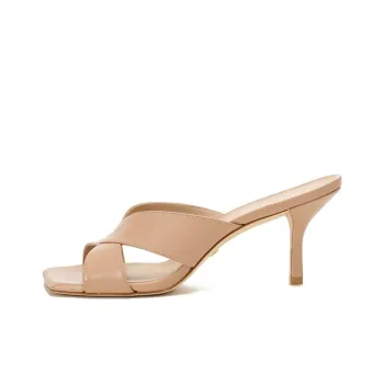 stuart weitzman 75mm Square toe Leather Mules
