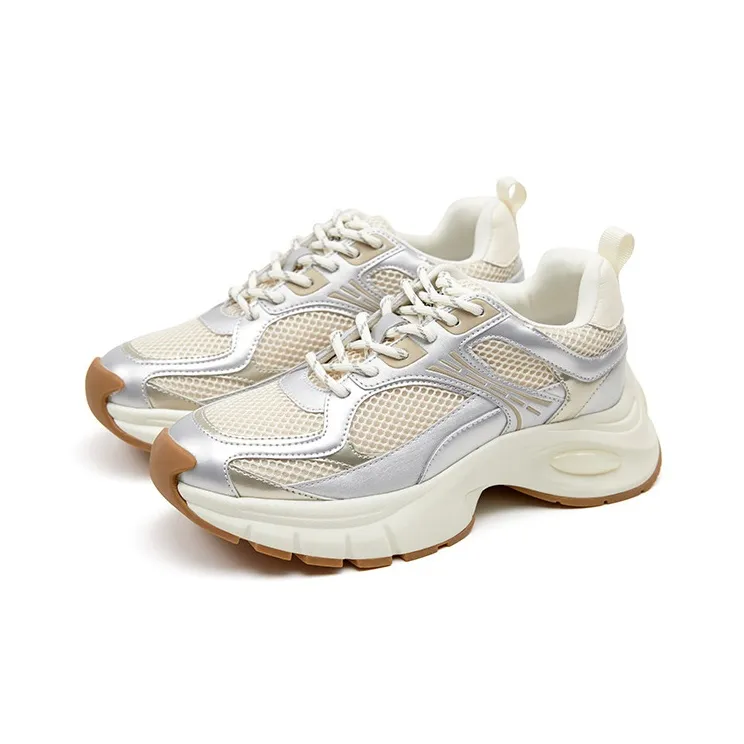 Marie Claire Balance Height Increase Low Top Chunky Sneakers Women's Silver-1