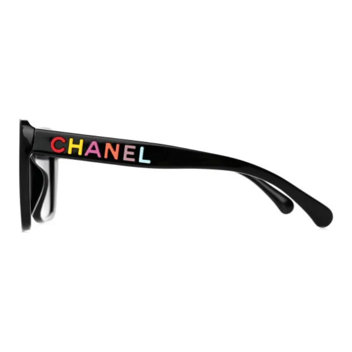 CHANEL Acetate Butterfly Sunglasses Unisex Black-4