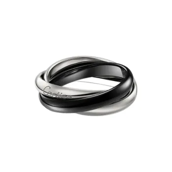 CARTIER 18K White Gold Ceramic Rings Unisex Black Gray Color
