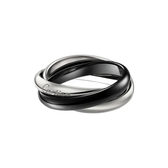 CARTIER 18K White Gold Ceramic Rings Unisex Black Gray Color-0