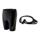 Black Gold Swimming Shorts+Black Swim Goggles