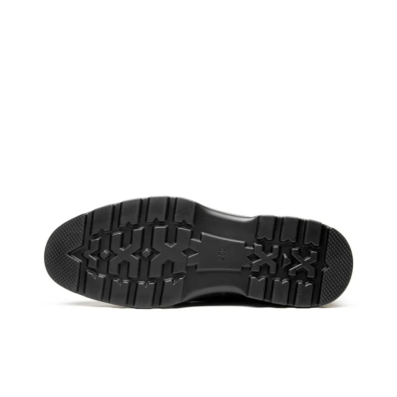 AOKANG Dress Shoes Men Low Top Black/Dark Brown-4