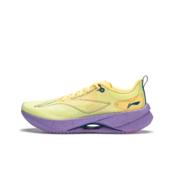 LiNing Super Light 21 Cushioning Anti Slip Wear Resistant Breathability Low Top Running Shoes Women's Yellow Purple
