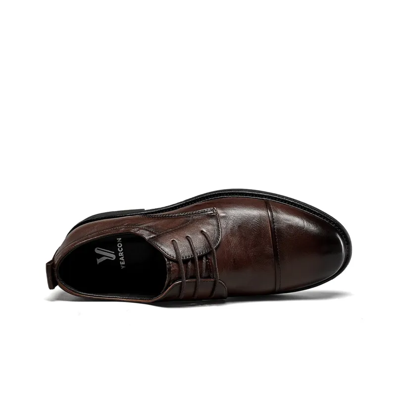 YEARCON Dress Shoes Men Low Top Brown-6