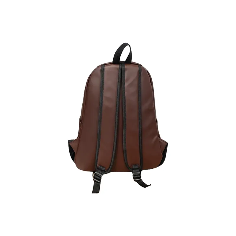 Slazenger Minimalist Soft Leather Travel Student Backpack Unisex Black/White Dark Brown-9