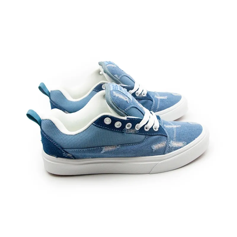 I'm Shopping Anti Slip Wear Resistant Low Top Skateboard Shoes Unisex Blue-2