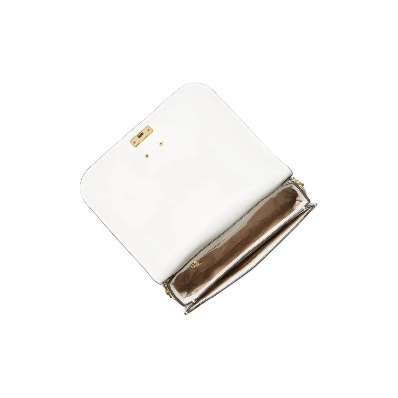 MICHAEL KORS Delancey Split Cow Leather Messenger Bag, Shoulder Bag, Crossbody Bag Medium Size Women's White-2