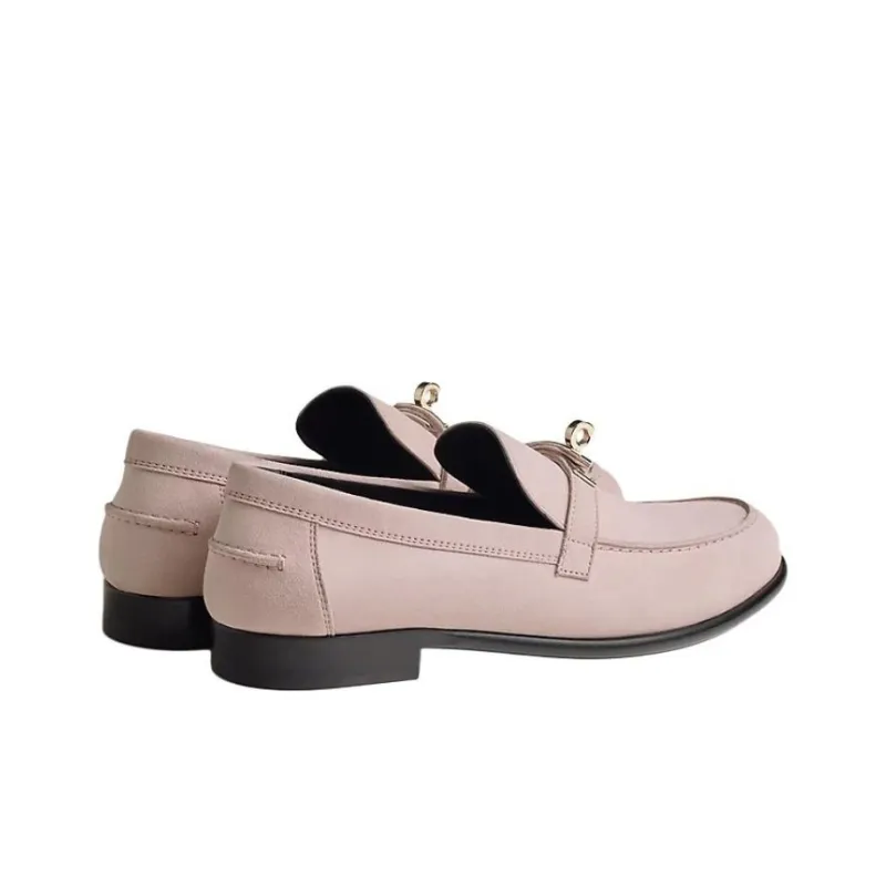 HERMES Destin Loafers Women's Pink-3