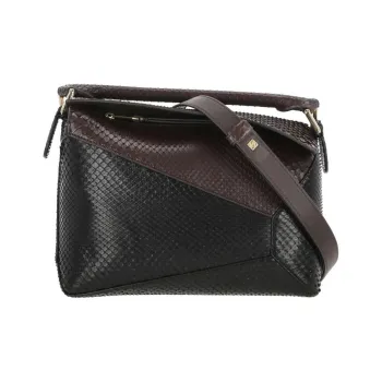 LOEWE Anagram Leather Shoulder Bag, Crossbody Bag, Handbag Unisex Black